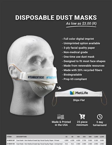 NEW Disposable dust masks
