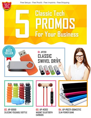 5 Classic Tech Promos - Silicone Foldable Bottle for 574 Slim Power Banks for 538  more