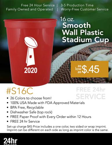 No 1 Industry Supplier for Stadium Cups Free 24 Hr Svc