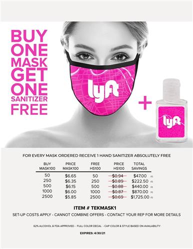 Buy ONE Mask GET ONE Sanitizer FREE